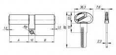 Цилиндровый механизм D-PRO500/70 mm (30+10+30) PB латунь 5 кл.