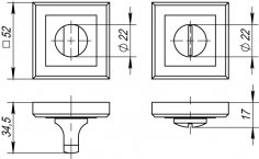 Ручка поворотная BK6.K.QL52 (BK6 QL) GR/CP-23 графит/хром