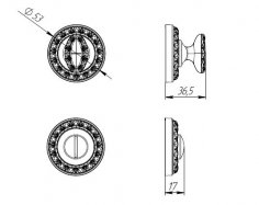 Ручка поворотная BK6.R.MT53 (BK6 MT) OS-9 античное серебро