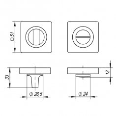 Ручка поворотная BK6.K.ZQ51 (BK6 ZQ ) GR-23 графит