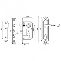 Замок цилиндровый в комплекте с ручкой LOCKSET15.CRONA.4061-3 (KIT P15 4061/3 CRONA) AB бронза