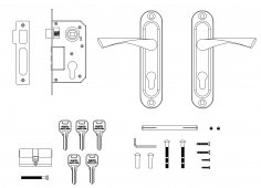 Замок цилиндровый в комплекте с ручкой LOCKSET15.CRONA.4061-3 (KIT P15 4061/3 CRONA) SN мат.никель