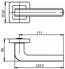 Ручка раздельная NOVA QR CP/SN-8 хром/мат. никель, квадрат 8x130 мм, стяжки M4(10*50*30) - 2 шт.