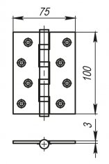 Петля универсальная IN4500UC-BL SN 102x76x3 INOX304  матовый никель БЛИСТЕР