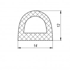 Уплотнитель самоклеящийся ADH/D-14x12mm, BLACK черный 120m