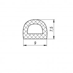 Уплотнитель самоклеящийся ADH/D-9x7,5mm, BLACK черный 100m