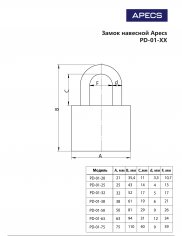 Замки навесные Apecs PD-01-63 (3Locks+5Keys)