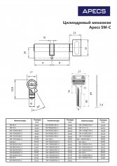 Цилиндровый механизм Apecs SM-85(40/45C)-C-NI