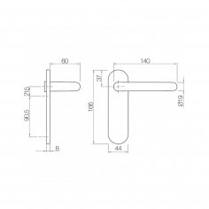 Ручка дверная DOORLOCK 038KP/F UG, матовая нержавеющая сталь