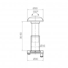 Глазок DOORLOCK VA16/35-60mm/200° PB, полированная латунь