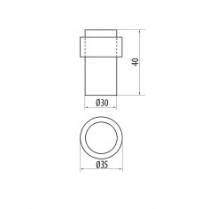 Дверной упор DOORLOCK DS004 SS, нержавеющая сталь, ø30/ø35мм