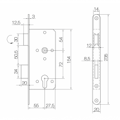 Замок дверной DOORLOCK 402, цилиндровый, матовый хром