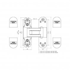 Дверная петля CEMOM ESTETIC 60/A 3D скрытая, матовый хром