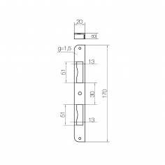 Запорная планка DOORLOCK SBK M, симметричная, для дверей с фальцем, для замков DIN стандарта, пластиковый карман,полированная латунь