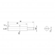 Шток для шпингалета DOORLOCK 1280/M8, общая длинна 80 мм., оцинкованный