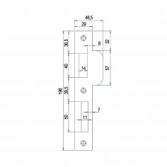 Запорная планка DOORLOCK  NF.P1769.ZN, симметричная для замков NEMEF 1769, оцинкованная