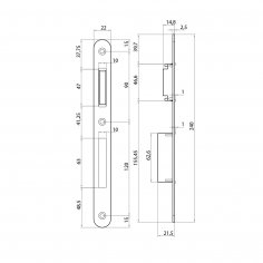 Запорная планка BONAITI G343 для B-Klass, размер врезки 22х240мм, серая