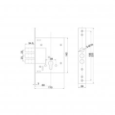 Замок дверной DOORLOCK 9257С, цилиндровый, хромированный