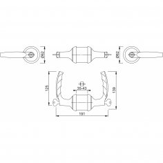 Замок с ручкой HOPPE HCS A1530 (Atlanta) KEY/KEY F1-2(серебристый) без фальца, A=35-45mm backset 60мм, 50 вариантов ключей