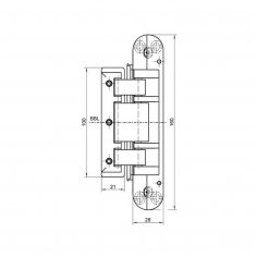 Дверная петля SIMONSWERK Tectus TEG 310 2D 040 скрытая, матовая нержавеющая сталь