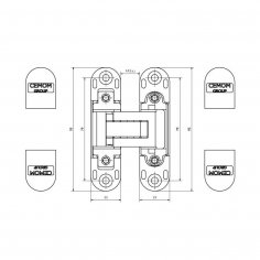 Дверная петля CEMOM ESTETIC 978 3D-ME скрытая, матовый хром