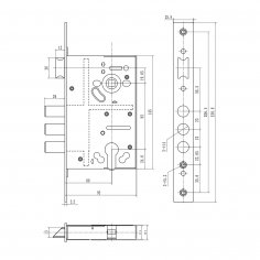 Замок врезной DOORLOCK DL8252С, цилиндровый, хромированный