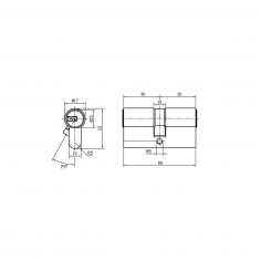 Цилиндровый механизм DOORLOCK Standard 30x30мм, полированная латунь, 3 ключа