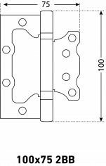 АЛЛЮР 100х75 2BB BN КОРОБКА 2,5мм черн.никель Петля накладная без врезки 2 шт