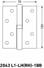 АЛЛЮР 2043 (100х70) L1-LH-1BB-BP БЛИСТЕР Л латунь Петля дверная 2 шт