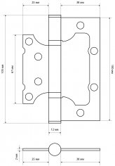 СТАНДАРТ 100х75х2,5мм 2BB BP латунь Петля накладная без врезки 1 шт