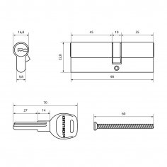 АЛЛЮР HD F 90-5К BP[35x10x45] латунь перф.кл Цилиндровый механизм
