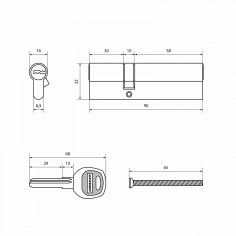 АЛЛЮР DL-01 90 (30х10х50) BP перекод.5+2 перфокл. Цилиндровый механизм