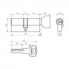 Стандарт Z.F.70В-5K (30x10x30B) SN 5кл перф.ключ/верт. Цилиндровый механизм (96,12)