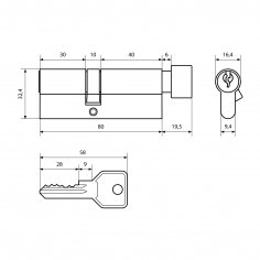 Стандарт Z.I.80В-5K (30x10x40B) CP 5кл англ.ключ/верт. Цилиндровый механизм(120,12)