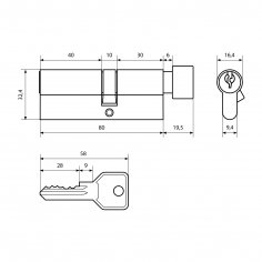 Стандарт Z.I.80В-5K (30Bx10x40) CP 5кл англ.ключ/верт. Цилиндровый механизм(120,12)