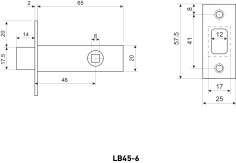 Задвижка АЛЛЮР АРТ LB45-6 MBN графит 6мм без ручек