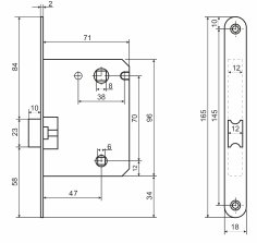 АЛЛЮР АРТ L7050R MAB мат.бронза овальная планка18мм без ручек с фиксатором Защёлка