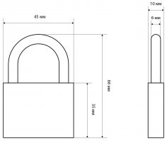СТАНДАРТ HG-350  d6мм ЕВРОПАКЕТ Замок навесной