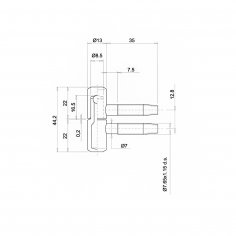 Дверная петля OTLAV 055 диаметр13мм (часть полотна), штыревая, никелированная