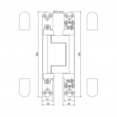 Дверная петля CEMOM ESTETIC 200/A 3D 8060 скрытая, матовый хром