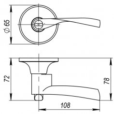 Ручка защелка DK610 CP-BK (6010 CP-B) (фик.) хром