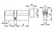 Цилиндровый механизм (AX202/70) AX2002Knob70 (30+10+30) CP хром с вертушкой