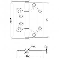 Петля универсальная без врезки IN4000W AB (100/P-2B 100x2,3) бронза