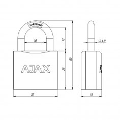 Замок навесной PD-0132 (PD-01-32) 3 key англ.