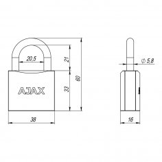 Замок навесной PD-0138 (PD-01-38) 3 key англ.