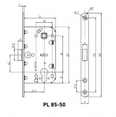 АЛЛЮР АРТ PL 85-50 SC (b2b) мат.хром без ц/м  Замок врезной