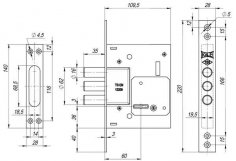 Замок врезной сувальдный 257/L (тех. комплектация), 4 кл. (кл. 60 мм)