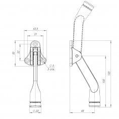 Упор дверной напольный STOPPER-100 BL (черный) козья ножка