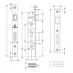 Корпус узкопрофильного замка с защелкой PROF153-20/85 (153-20/85) CP хром