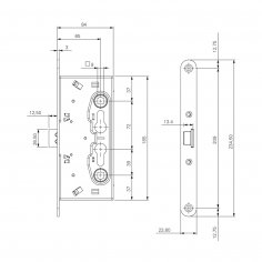 Замок дверной огнестойкий DOORLOCK 1901, антипаник, оцинкованный